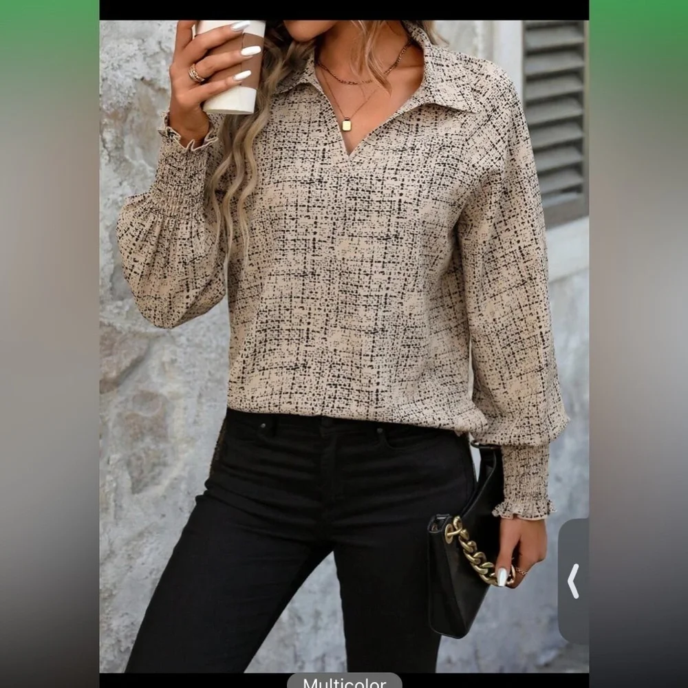 SHEIN LUNE Women'S Lantern Sleeve Long Sleeve Shirt size XL new without … - Picture 4 of 14